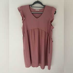 Cotton Bleu Mauve Ruffle Sleeve Babydoll Dress – Size Small